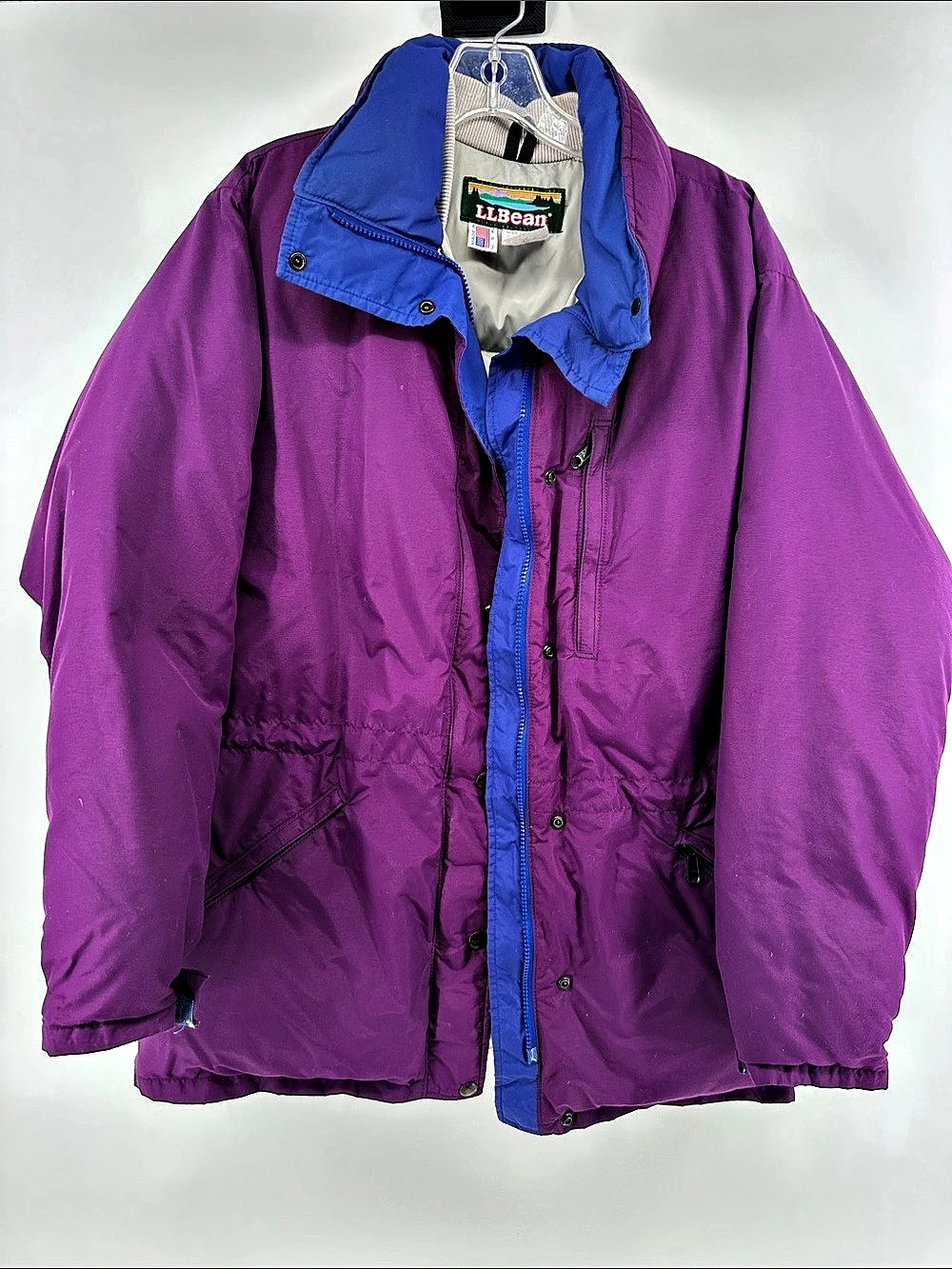 L.L. Bean Penobscot Parka Vintage Color Block Purple Blue Womenβs Size Large
